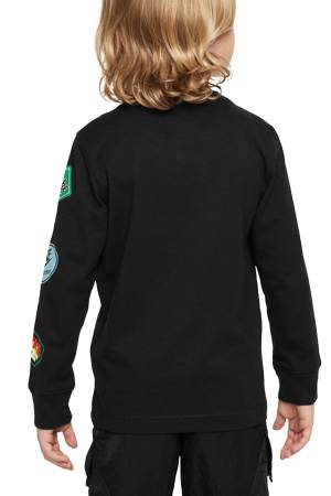 Retro Sticker Ls Tee Çocuk SweatShirt - 86L833 Siyah - Thumbnail