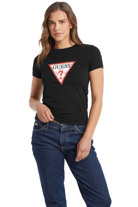 Guess - Slim Iconic Kadın T-Shirt - W4YI04J1314 Siyah