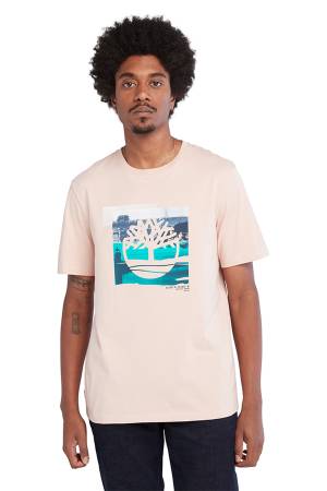 Ss Coast Inspired Logo Graphic Tee Regul Erkek T-Shirt- TB0A65WH Pudra Pembe - Thumbnail