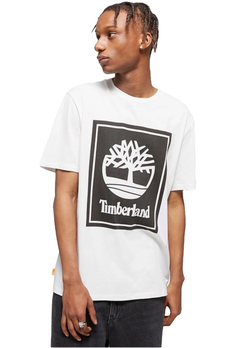 Timberland - Ss Front Stack Logo Tee Erkek T-Shirt - TB0A6CBT Beyaz/Siyah