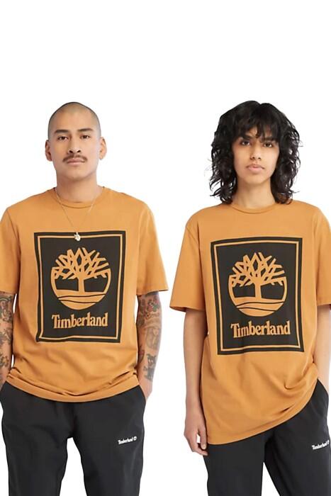 Timberland - Ss Front Stack Logo Tee Erkek T-Shirt - TB0A6CBT Sarı/Siyah