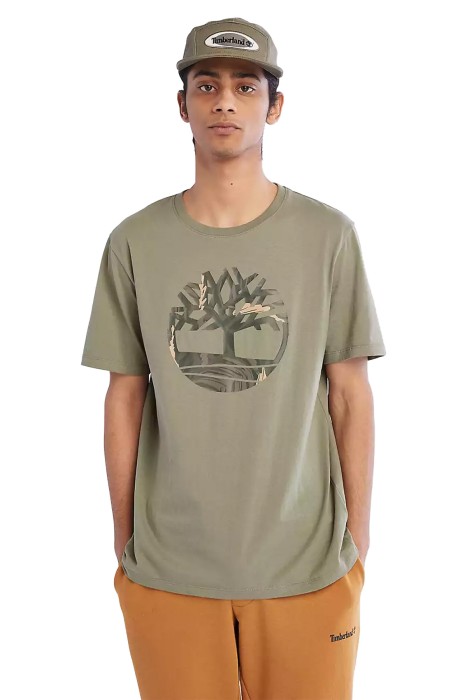 Timberland - Ss Tree Logo Seasonal Camo Erkek T-Shirt - TB0A68VH Koyu Kahverengi