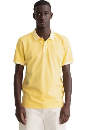 Sunfaded Pique Ss Rugger Erkek Polo Yaka T-Shirt - 2052028 Muz Sarısı - Thumbnail