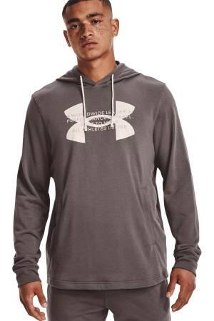 Ua Rival Terry Logo Hoodie Erkek SweatShirt - 1373382 Gri - Thumbnail