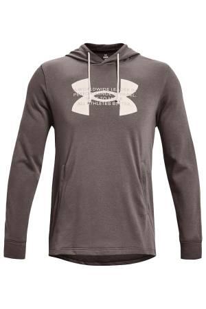 Ua Rival Terry Logo Hoodie Erkek SweatShirt - 1373382 Gri - Thumbnail