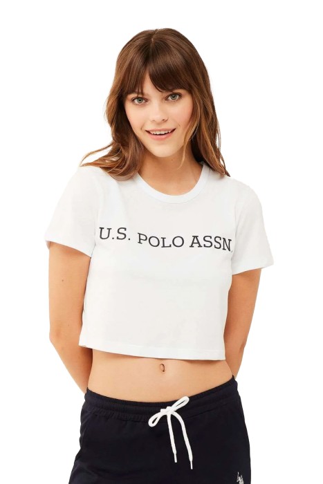 U.S. Polo Assn. - U.S. Polo Assn. Kadın Crop T-Shirt - US.01.16609 Beyaz