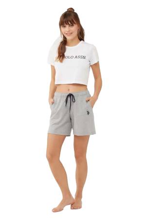 U.S. Polo Assn. Kadın Short - US.01.16604 Gri Melanj - Thumbnail