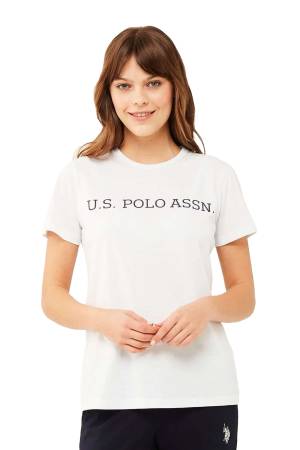 U.S. Polo Assn. Kadın T-Shirt - US.01.16595 Beyaz - Thumbnail