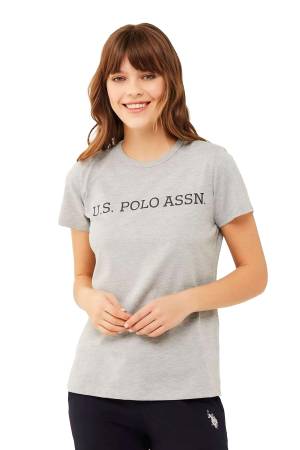 U.S. Polo Assn. Kadın T-Shirt - US.01.16595 Gri Melanj - Thumbnail