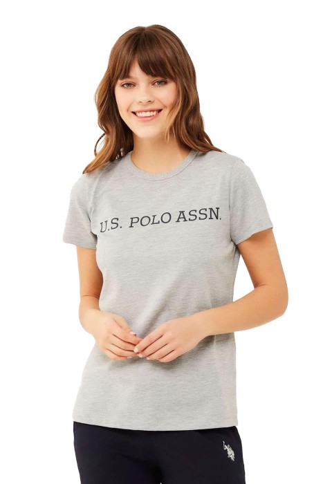 U.S. Polo Assn. - U.S. Polo Assn. Kadın T-Shirt - US.01.16595 Gri Melanj