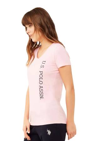 U.S. Polo Assn. Kadın T-Shirt - US.01.16596 Pembe - Thumbnail