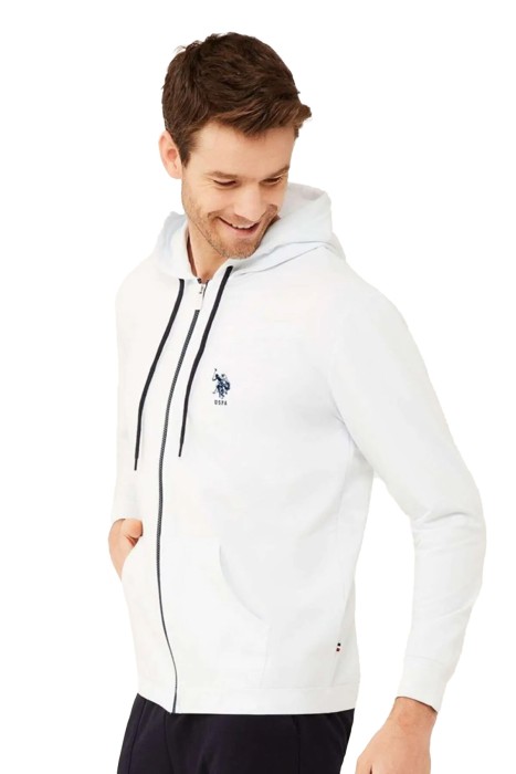 U.S. Polo Assn. Tam Fermuarlı Erkek SweatShirt - US.01.18469 Beyaz