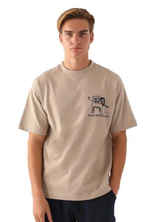 Yale Buldogs Erkek T-Shirt - L1745-XS Bej - Thumbnail