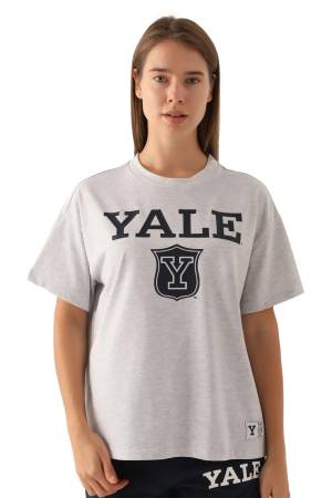 Yale Emblem Kadın T-Shirt - L1752-XS Gri - Thumbnail