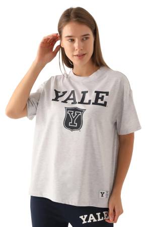 Yale Emblem Kadın T-Shirt - L1752-XS Gri - Thumbnail