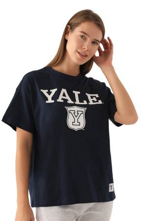 Yale Emblem Kadın T-Shirt - L1752-XS Lacivert - Thumbnail