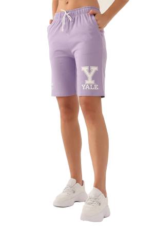 Yale With Pocket Kadın Bermuda Şort - L1759-XS Lila - Thumbnail